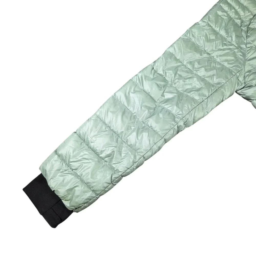 BCBG MAXAZRIA Puffer Jacket Womens Large Hooded Green Light Weight Down Filled - Picture 2 of 12